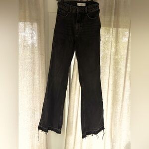 Topshop 90s Let Down Hem Flare Jeans in Grey